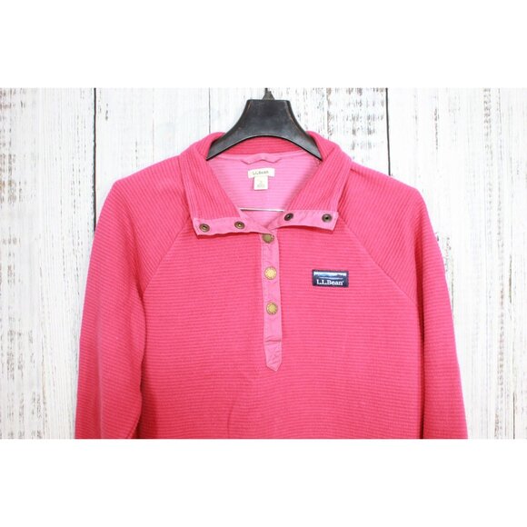 LL Bean Lakewashed Double-Knit Quarter Snap Pullover Rasp Berry S Pet - Picture 4 of 11